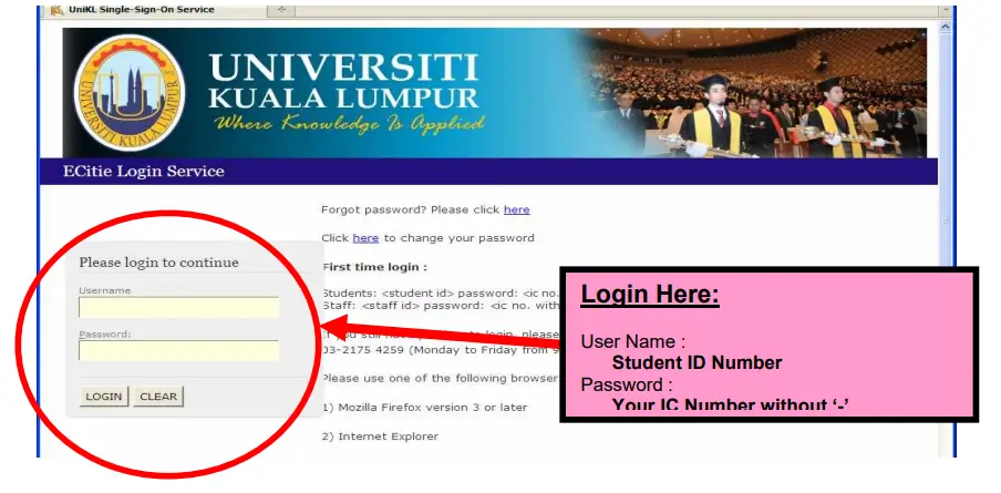 login page